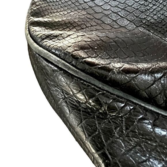 ARMANI EXCHANGE black leather shoulder/hobo bag snakeskin embossed. EUC - Picture 4 of 16